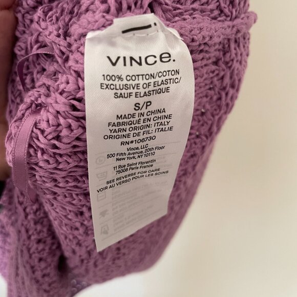Purple Vince Square-Neck Cotton Crochet Cami, Size Small, Excellent Condition - Picture 6 of 6